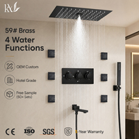 Ensemble de douche mural carré en laiton massif OEM personnalisé avec jets de corps et douchette à main pour hôtel, villa, appartement