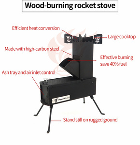 Di động ngoài trời có thể gập lại thép gỗ đốt bếp kim loại tên lửa bếp nấu ăn lò cho cắm trại nóng - Product Image 3