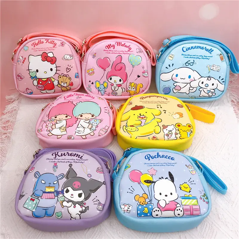 Bolso para niños PU cuero Kawaii Kuromi Shoulderbag My Melody Crossbody niños bolso monedero