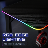 Bureau de jeu en bois AOR avec éclairage RGB, porte-gobelet et support pour casque, modèle SF-A1, vente en gros usine