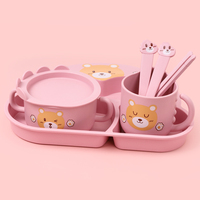 Couverts écologiques en fibre de bambou de qualité alimentaire Ensemble d'assiettes et de bols pour enfants avec dessin animé mignon Assiette de séparation pour enfants Vaisselle pour bébé