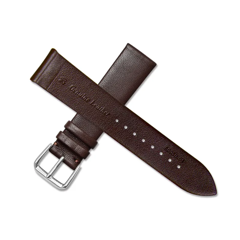 Brown Leather Watch Strap Blue stitching