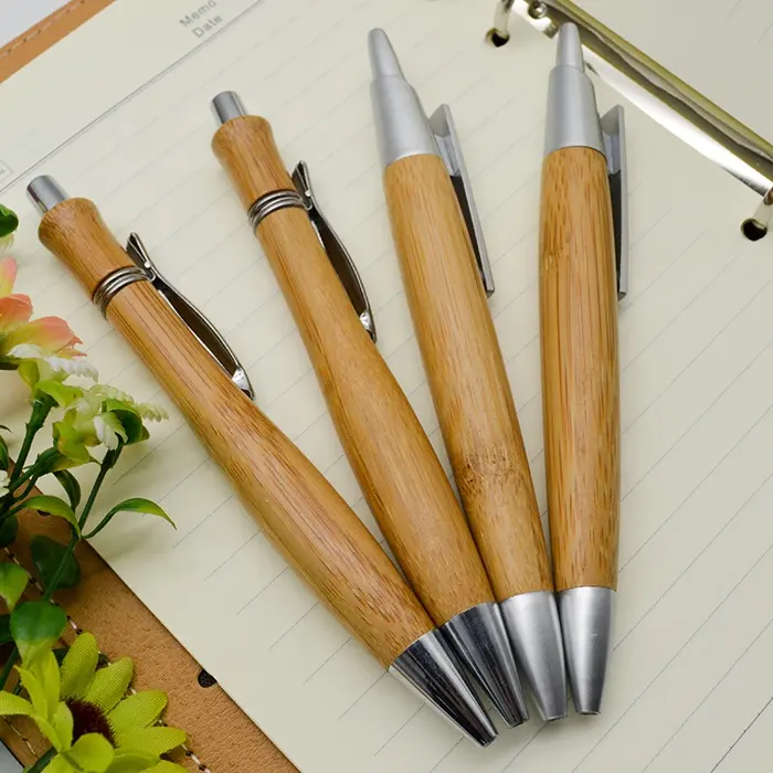 0.5mm 블랙 잉크 리필 로즈 골드 펜 대나무 나무 기초 펜 클릭 펜