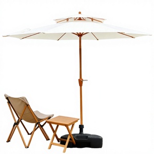 Commercial Modern Waterproof Foldable <b>Outdoor</b> Hotel Use Garden Parasol 2.7m Double Top -<b>Umbrella</b> All Iron Construction Crank - Product Image 3