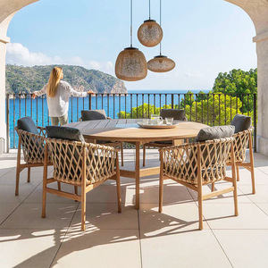 야외 로프 식탁 및 의자 세트, 티크 파티오 식탁 세트, 호텔 야외 식탁 세트, 정원 테이블 및 의자 - Product Image 1