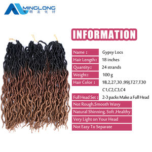 Extensions de cheveux synthétiques souples pour tresses gypsies, ondulées et bouclées, pour tresses au crochet, tresses torsadées, tresses Goddess, faux locs gypsies - Product Image 4