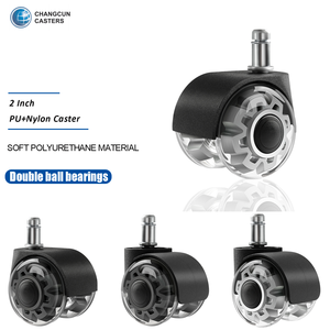 Rolamentos de esferas 50mm Transparente Twin Wheel 2 Inch Castor Wheels para Móveis Roller <span class=keywords><strong>Caster</strong></span> Cadeira Castor com Hubcup - Product Image 1