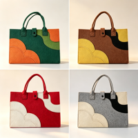 Nouveauté Sac fourre-tout en feutre écologique à blocs de couleur, grande capacité, portable, avec logo personnalisé, taille personnalisable, idéal pour les cadeaux