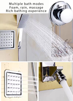 Panneau de douche incurvé YF2026 en acier inoxydable 304 brossé or champagne, mural, avec affichage numérique LED et effet pluie, pour appartement moderne