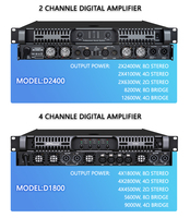 Amplificateur numérique de classe D Auway D2400 1U 2x2400W avec connectivité filaire, vente en gros d'usine OEM ODM