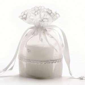<b>Creative</b> Drawstring White Lace Mesh Jewelry Pouch Foldable Bottom Storage <b>Gift</b> Bundle Bag - Product Image 1