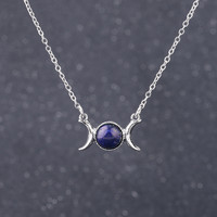 Collier Vintage Croissant Clavicule Collier Lune Soleil Pendentifs Chaîne En Acier Inoxydable Pierre Naturelle Colliers Femmes Filles Collier
