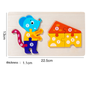 Cổ điển 3D phim hoạt hình câu đố DIY xây dựng khối kết hợp giáo dục sớm giác ngộ Đồ chơi giáo dục câu đố bằng gỗ cho trẻ em - Product Image 3