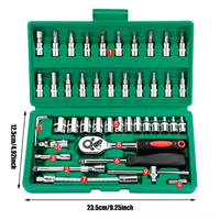 Kit d'outils manuel de 46 pièces avec étui rigide et conception étanche pour la réparation automobile - OEM disponible