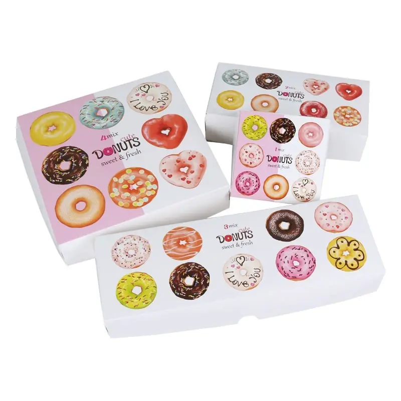 Bán buôn có thể tái chế Giấy Bánh hộp sang trọng tùy chỉnh bánh bánh bánh rán và Cookie Doughnut hộp với chèn