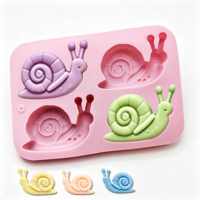 Moule en silicone HY à 4 cavités en forme d'escargot pour chocolat, bonbons, savon, plâtre, résine, décoration de gâteaux