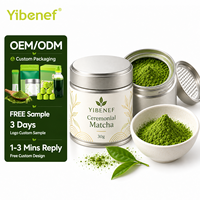 Yibenef Matcha Cérémonial Poudre Verte Fine et Brillante 30g Boîte Métallique Scellée Emballage Personnalisé Marque Privée Vente en Gros