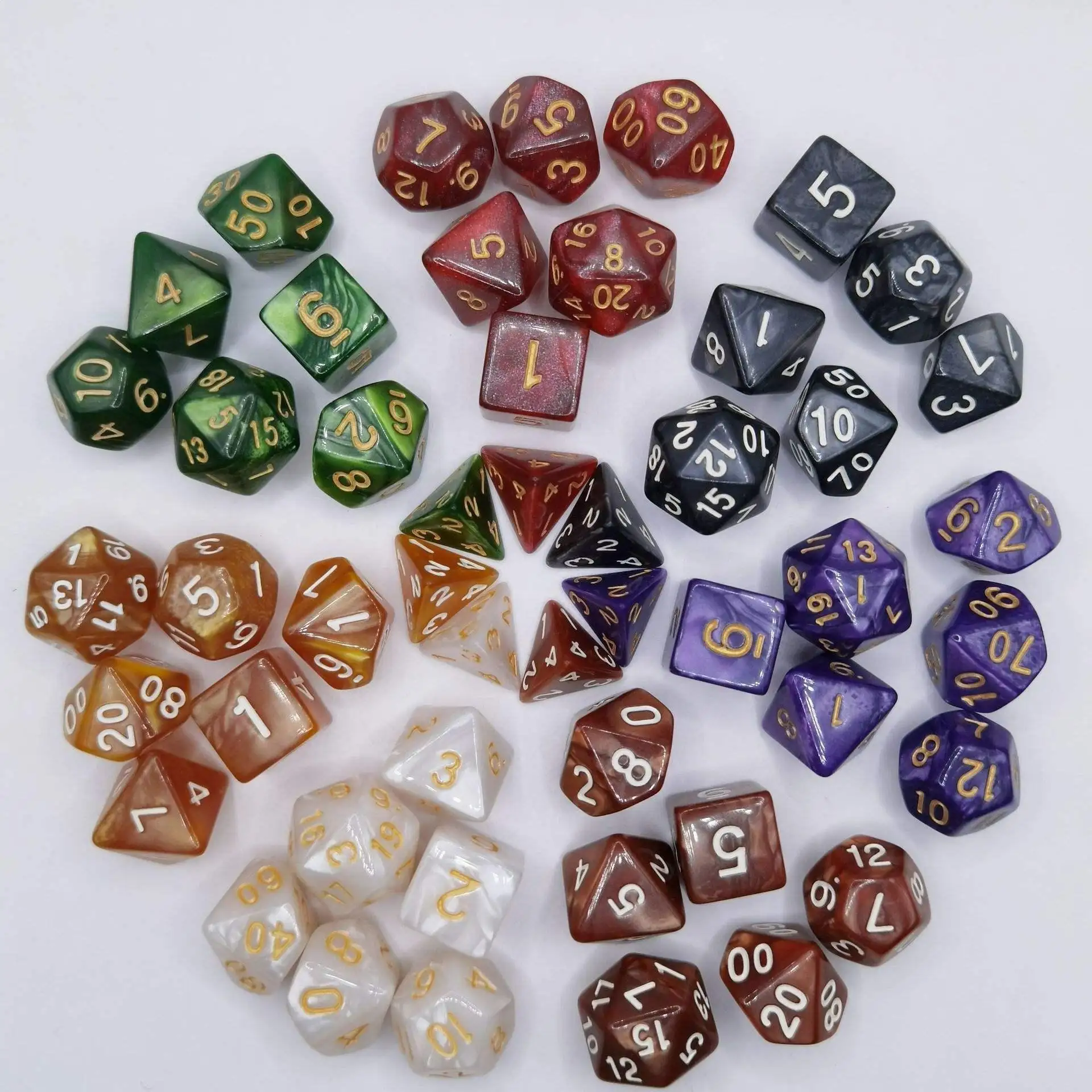 Dados marmorizado poliédrico acrílico DND RPG Dice Board ou Card Games Dungeons and Dragons Plastic Dice Set