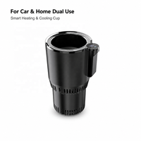 Support de tasse intelligent 2-en-1 pour voiture, chauffe-boissons et refroidisseur avec écran LCD, mini-réfrigérateur électrique pour café, lait, eau, en ABS, à placer au centre de la console.