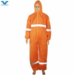 일회용 PP 부직포 SMS 미세 다공성 PPE 안전 작업복 보호 Coverall 세트 정전기 방지 방수 전체 보호 - Product Image 6
