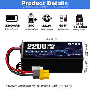 Batterie de drone LiPo polymère solide XT60 22,2 V 4S 6S pour UAV RC FPV, vente en gros OEM/ODM - Product Image 3