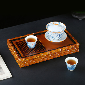 Bamboo <b>Tea</b> <b>Tray</b> Rectangle Lacquered Easy To Clean Standing Type Water Storage <b>Tea</b> Sea Draining <b>Tray</b> - Product Image 4