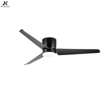 Ventilateur de plafond 52 pouces avec lumière, noir, 3 pales, télécommande, LED 3 couleurs, ventilateur lustre encastré pour salon et chambre