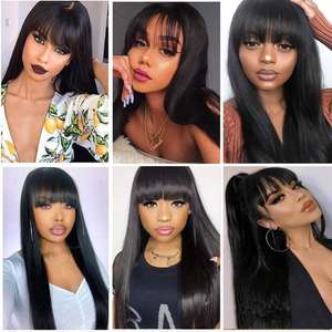 Perruques en gros fabriquées à la machine avec frange, abordables, 30 pouces, en cheveux humains brésiliens originaux, vierges indiens tressés, pas <span class=keywords><strong>cher</strong></span> - Product Image 6