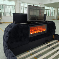 Schlafzimmer-Möbelset Luxuriöses Kingsize-Bett mit TV Modernes Smart-Bett mit TV im Fußteil Queensize-Bettgestell mit Eingebautem Fernseher