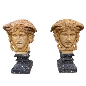 Wholesale European Style Hand Carved Customized Natural Marble Stone Medusa Head Bust Sculpture Indoor Or Outdoor Decoration