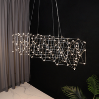 Lustre en fer cristal étoilé, design créatif et personnalisé, style européen, pour bar, avec bande lumineuse à économie d'énergie et télécommande