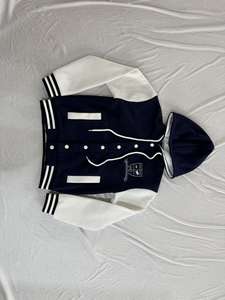 Jaquetas Personalizadas com Logo, Manga Longa, Tamanhos Grandes, Uniforme de Equipe, Jaqueta de Algodão para Homens, Jaqueta Letterman com Capuz - Product Image 2