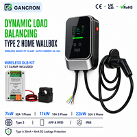 Borne de recharge murale GANCRON Type 2 pour véhicules électriques 7kW 11kW 22kW avec équilibrage dynamique de la charge (DLB/DLM) et pince CT sans fil