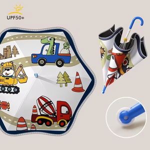 Paraguas Manual Infantil con Esquinas Redondeadas, Diseño de Dibujos Animados, Tela Anticolisión, 6 Varillas, Protección UV para Niños y Niñas de Primaria - Product Image 1
