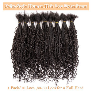 Estensioni Dreadlock BLT all'ingrosso, 0,6 cm di spessore, fatte a mano, stile Boho Goddess Locs, con estremità ricce, in capelli umani <span class=keywords><strong>Afro</strong></span> - Product Image 5