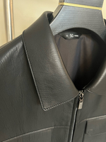 Veste en cuir véritable courte pour homme, style rétro, manteau en peau de mouton avec col carré classique, vêtements d'extérieur pour affaires et occasions décontractées
