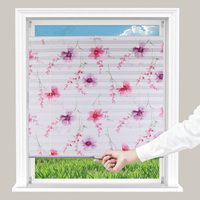 Smartop Modernas Persianas Enrollables Plisadas Inalámbricas con Estampado Rosa Horizontal, de Tela con Lamas Anchas para Ventana Francesa, Sin Perforación, Apertura Superior