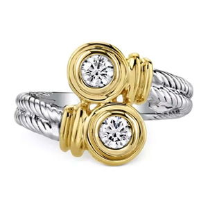 Anello Punk Bicolore con Zirconi per Donne, Gioiello da Dito alla Moda - Product Image 1