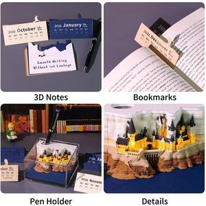 <span class=keywords><strong>Calendario</strong></span> de Castillo Mágico 3D de búsqueda de carreteras con luz Led 2026, Bloc de notas artesanal de papel, <span class=keywords><strong>calendario</strong></span> de escritorio creativo, arte de tallado de papel Diy - Product Image 6