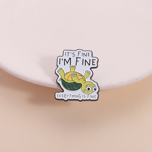 Broche de Tortuga de Aleación de Zinc Pintado, Divertido, con la Frase 'Estoy Bien', Accesorio de Ropa Inspirador, Insignia de Metal, Regalo, Corsage Exquisito - Product Image 1