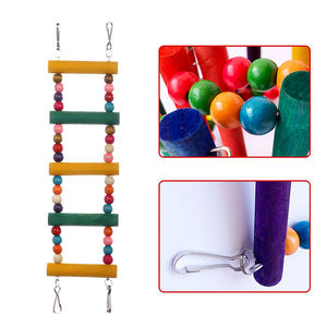 Papağan merdivenler tırmanma oyuncak asılı papağan Hamster salıncak renkli topları ahşap papağan oyuncaklar kuş kafesi egzersiz Pet kuş malzemeleri - Product Image 5