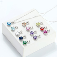 RINNTIN SN118 coloré CZ pierre de naissance collier rond 925 en argent Sterling chaîne collier naissance pierre Zircon pendentif pour les femmes