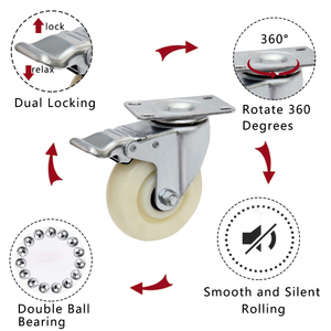 Roda giratória pp 3 polegadas, 80kg a 120kg equipamento de manuseio parafuso de carga com rodas médias rodas resistentes - Product Image 2