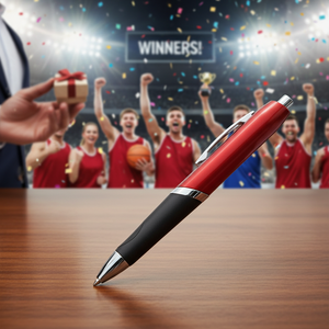 Penna a Sfera in Metallo Rossa con Logo Personalizzato, Click Sportivo, Punta 0.5mm-1.0mm, Inchiostro Nero, per Regali Sportivi e Promozionali - Product Image 2