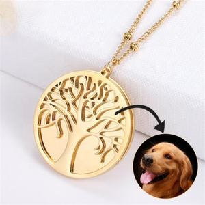 Yiwu-Cadena de acero inoxidable <span class=keywords><strong>con</strong></span> colgante de doble capa para bebé, mamá, papá, abuelos, regalo para la familia, árbol de la vida - Product Image 1