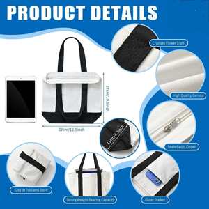 Sac fourre-tout en toile de coton coloré personnalisé avec logo, réutilisable, pour le quotidien et les voyages, grand format avec poche - Product Image 2