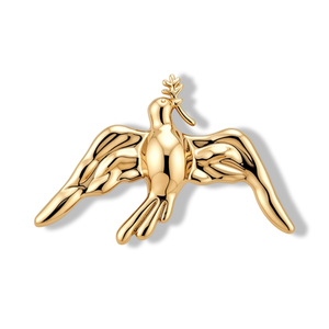 Broche vintage de qualité supérieure en forme de colombe de la paix, en alliage plaqué or et argent, sculptée avec une branche d'olivier, résistante au ternissement, pour femme - Product Image 5