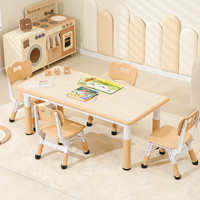 Ensemble de chaises modernes en plastique marron pour tout-petits, hauteur réglable, table d'apprentissage sécurisée anti-graffiti, écologique, pour chambre, salon, maison