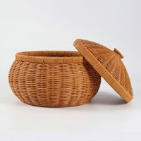 Panier de rangement suspendu rond en nylon tissé à la main, écologique, avec couvercle, pour la cuisine et la salle de bain
