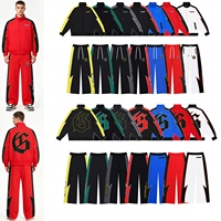 Ensemble de veste de sport imprimée color-block style streetwear américain transfrontalier, respirant, coupe-vent, 100 % nylon, motif rétro Lightning Racing
